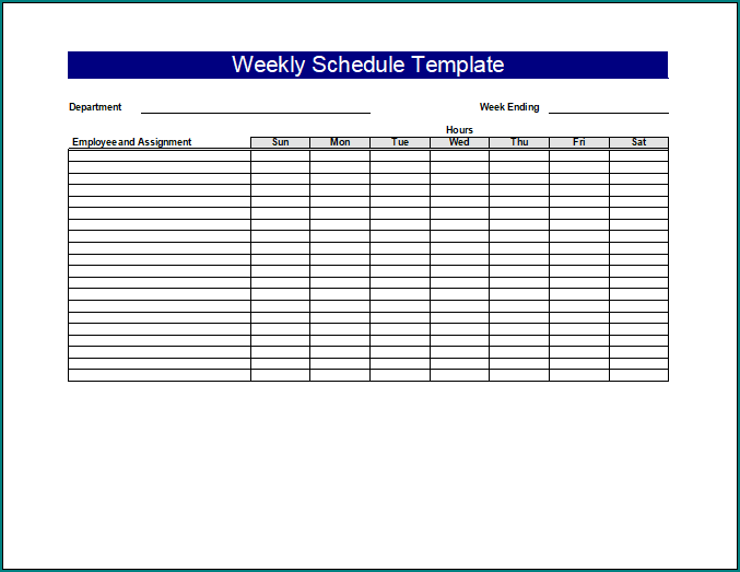 Weekly Schedule Template Excel