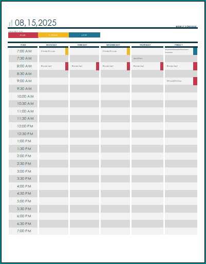 Weekly Schedule Template