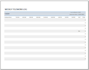 Weekly Telework Log Template