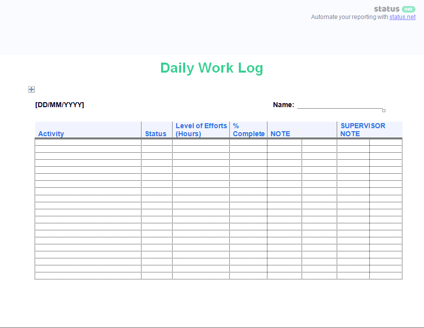 Weekly Telework Log Template Example Weekly Telework Log Template Example