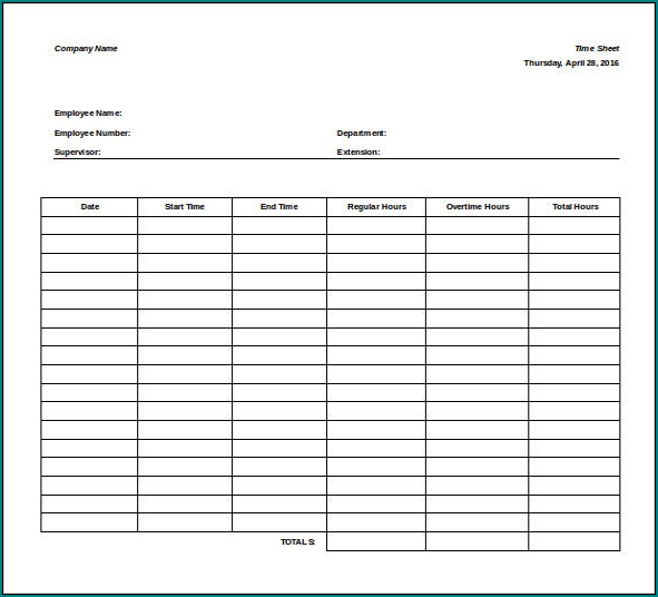 Weekly Timesheet Template Example