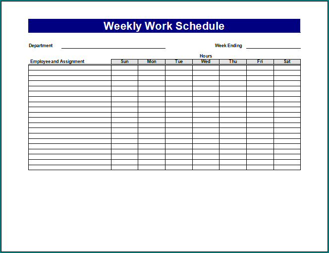 Weekly Work Schedule Template