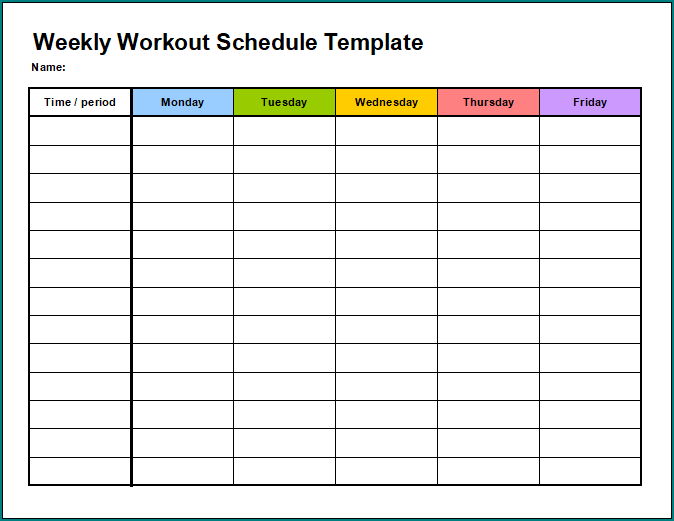 Weekly Workout Schedule Template