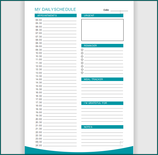 Word Daily Schedule Template