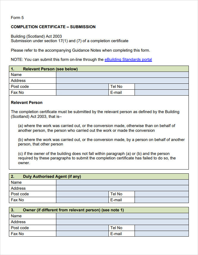 Work Completion Certificate Submission Form Work Completion Certificate Submission Form