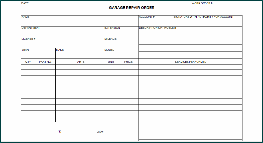 Work Order Template Word
