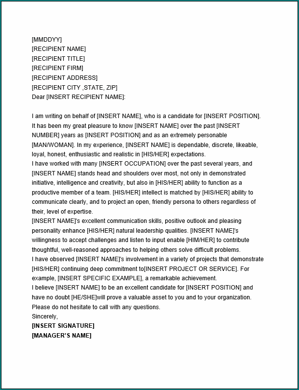 Work Recommendation Letter