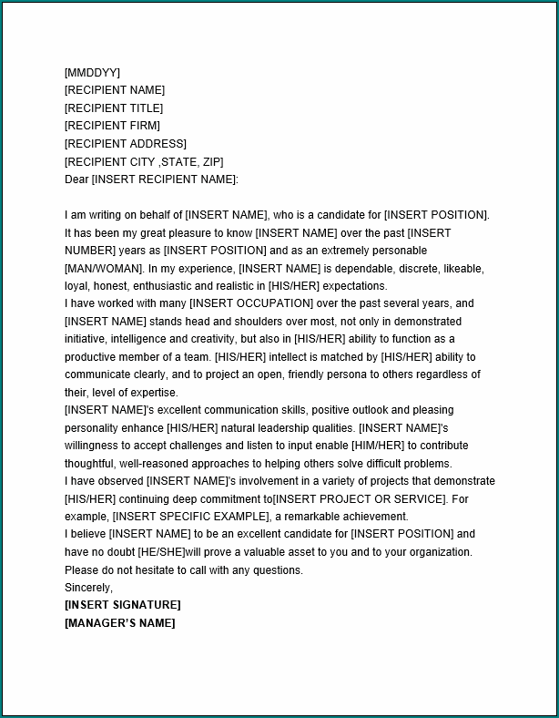 Work Reference Letter