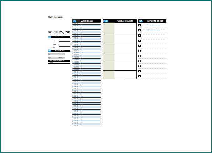 Work Schedule Template