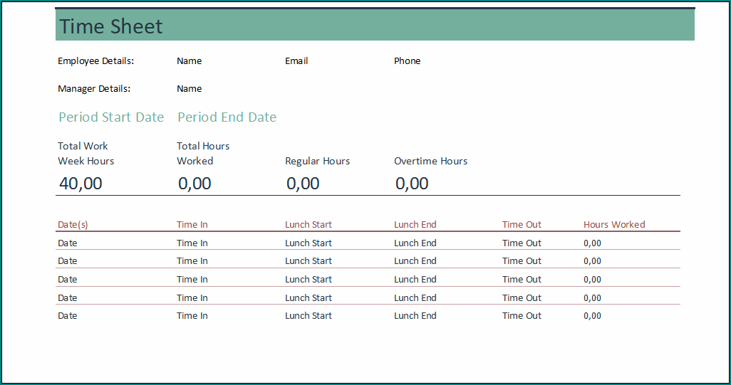 Work Timesheet Template