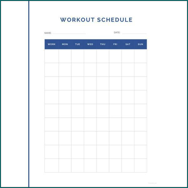 Workout Schedule Template Example