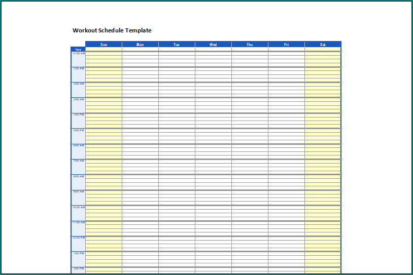 Workout Schedule Template