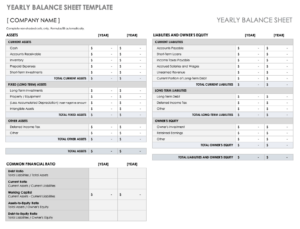 Yearly Comparison Balance Sheet Template Sample