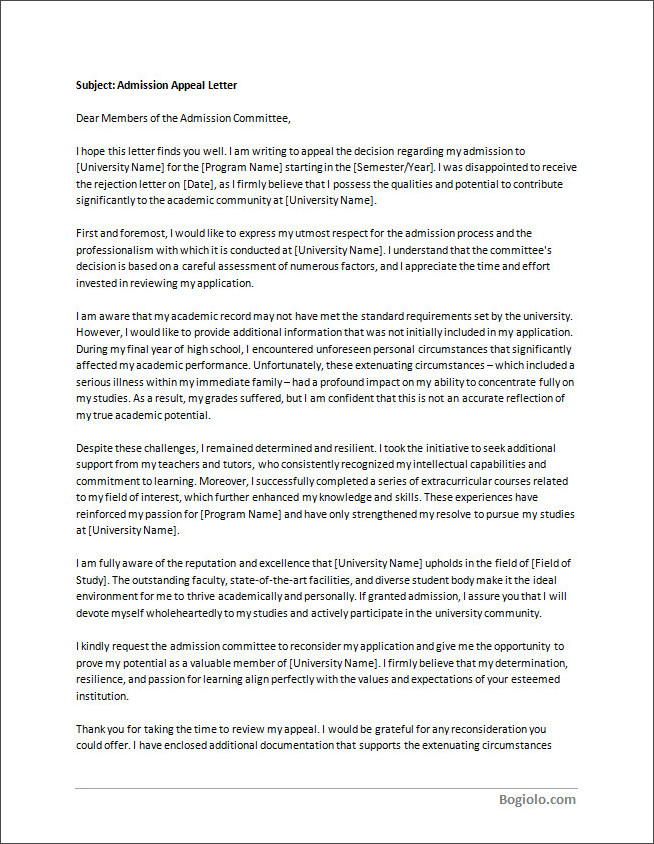 admission appeal letter template Demonstration of crafting tailored content by utilizing a admission appeal letter template