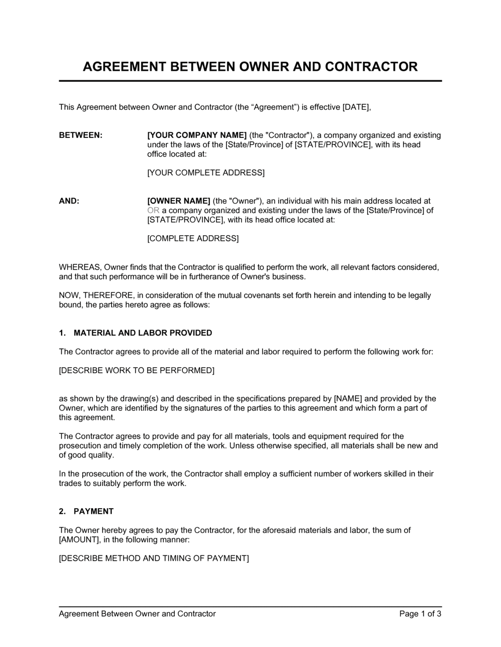 sample builder agreement template sample builder agreement template