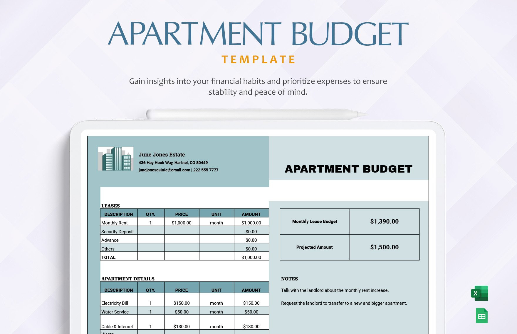 sample first apartment budget template sample first apartment budget template