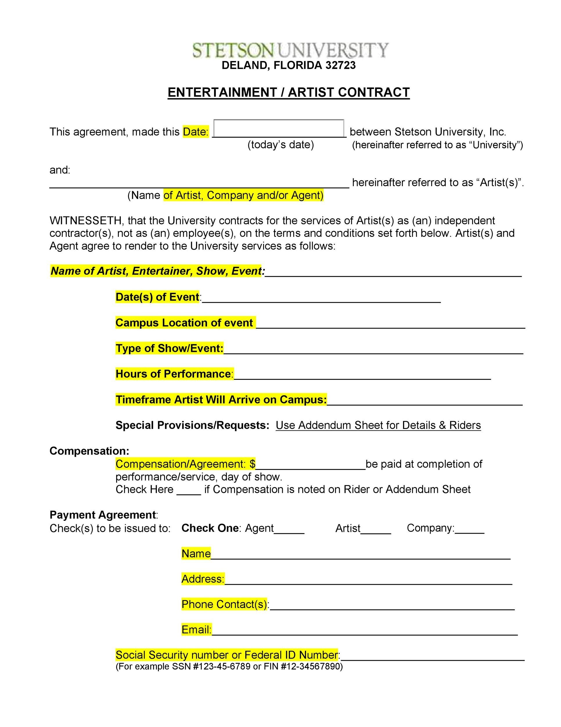 sample Talent Management Agreement Template sample Talent Management Agreement Template