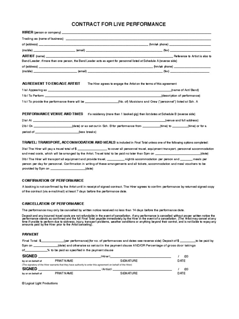 sample artist agreement template sample artist agreement template