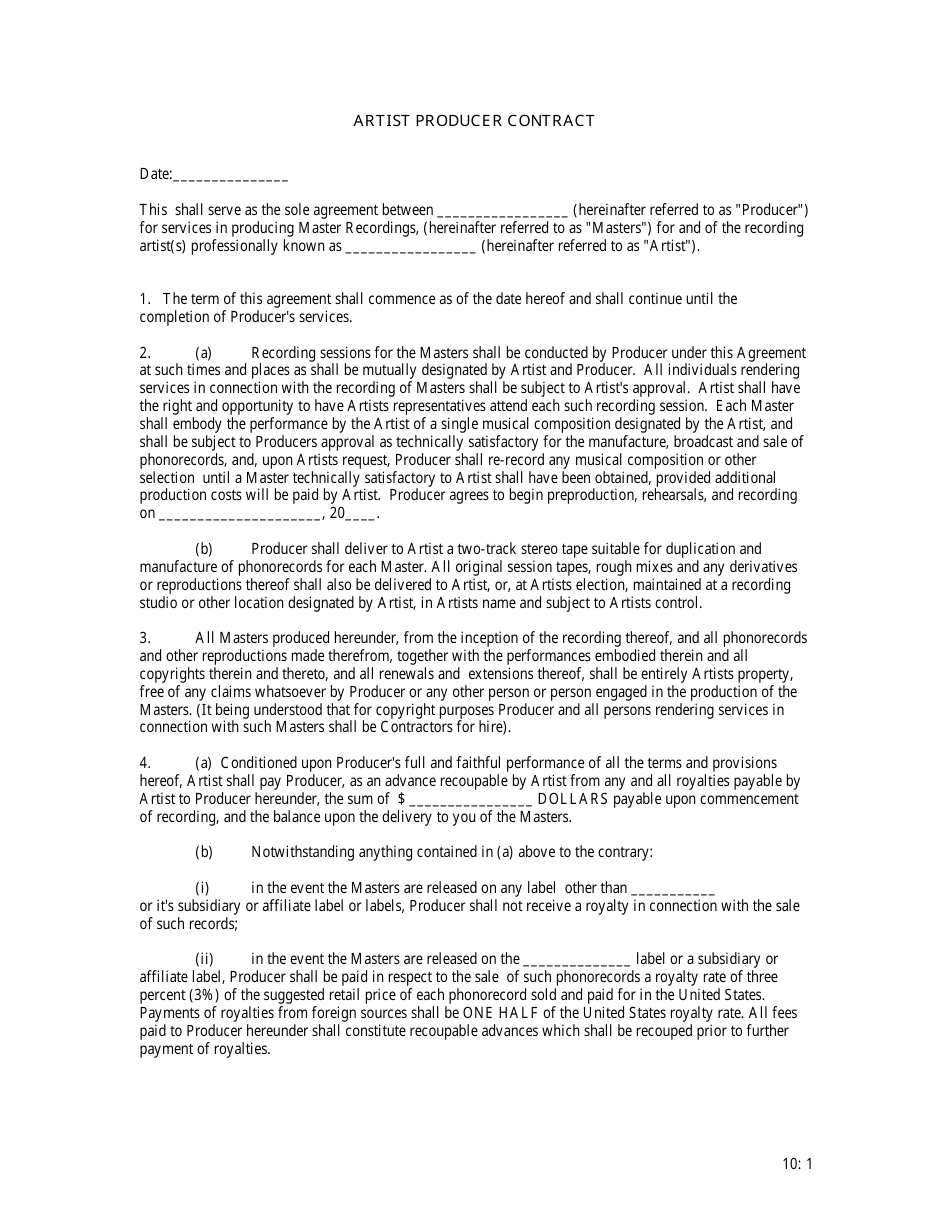 sample artist agreement template sample artist agreement template