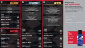 auto detailing price menu template