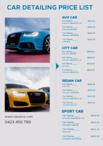 auto detailing service menu template
