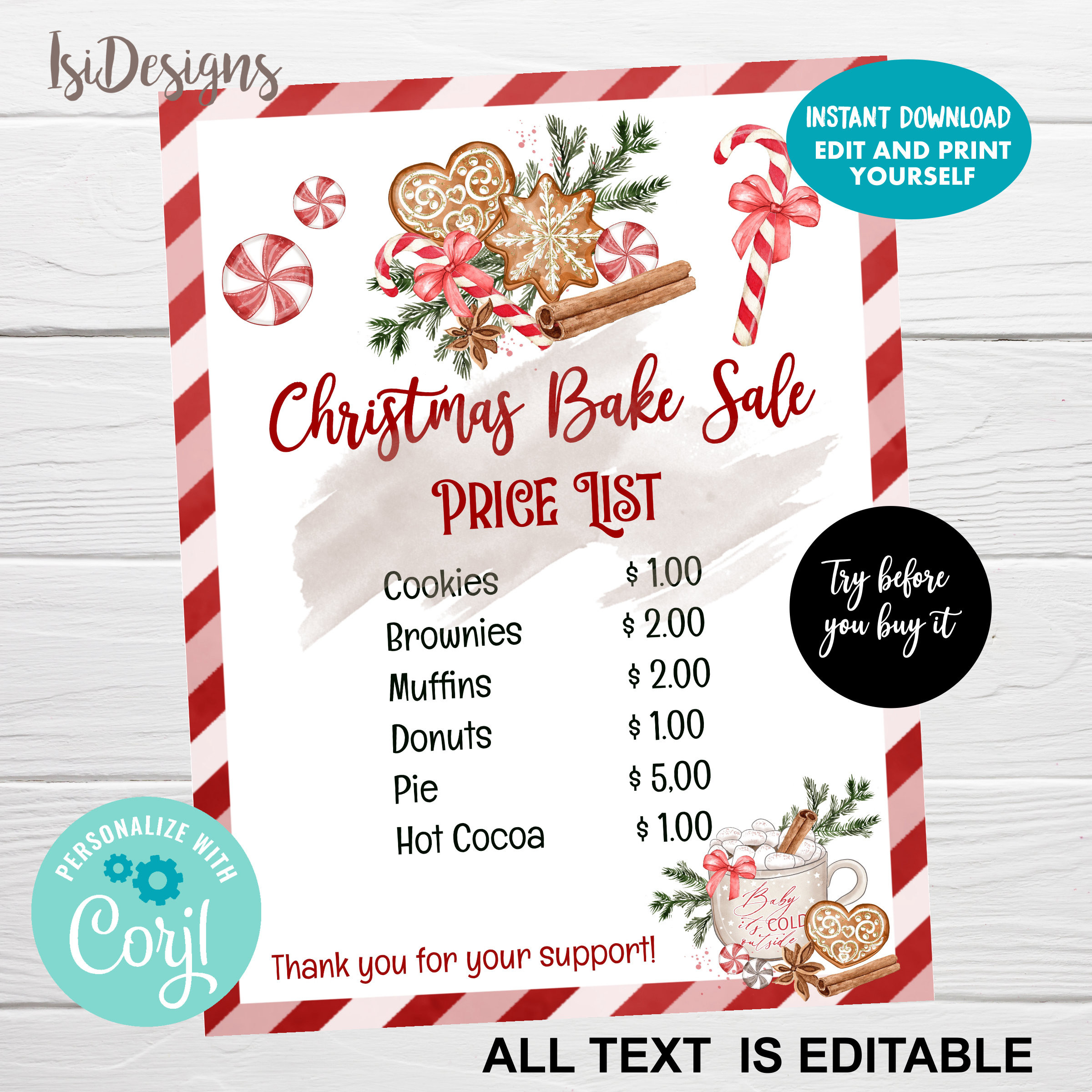 sample Bake Sale Price List Template sample Bake Sale Price List Template