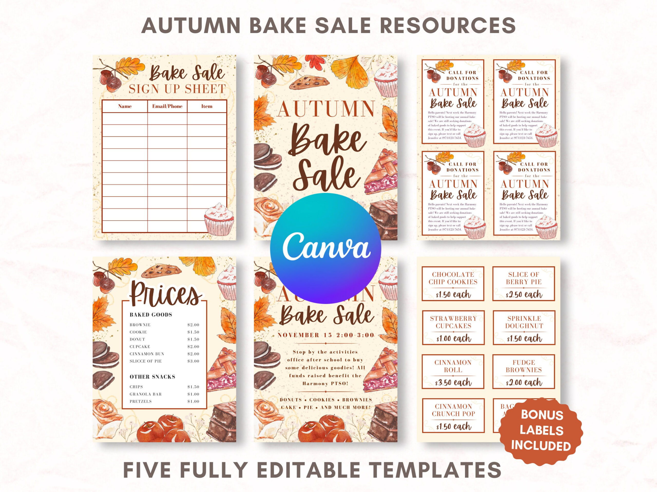 sample Bake Sale Price List Template sample Bake Sale Price List Template