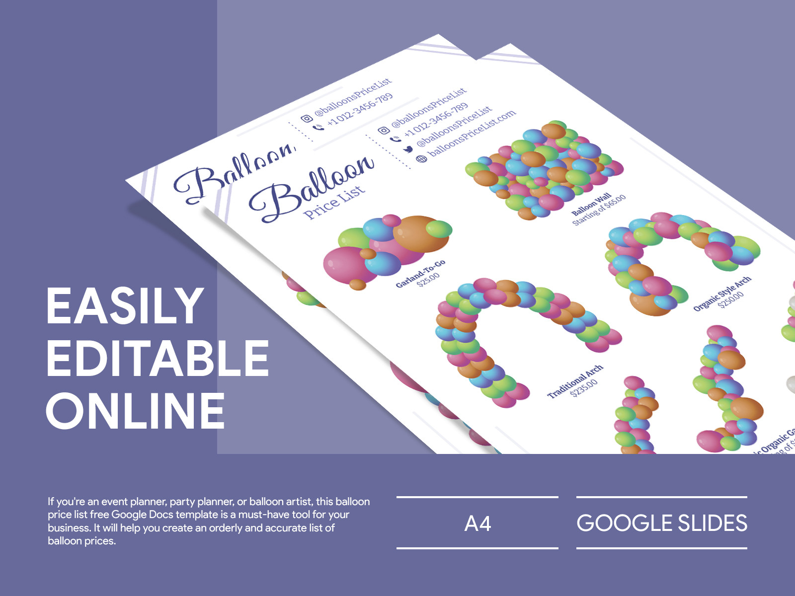 sample Balloon Price List Template sample Balloon Price List Template