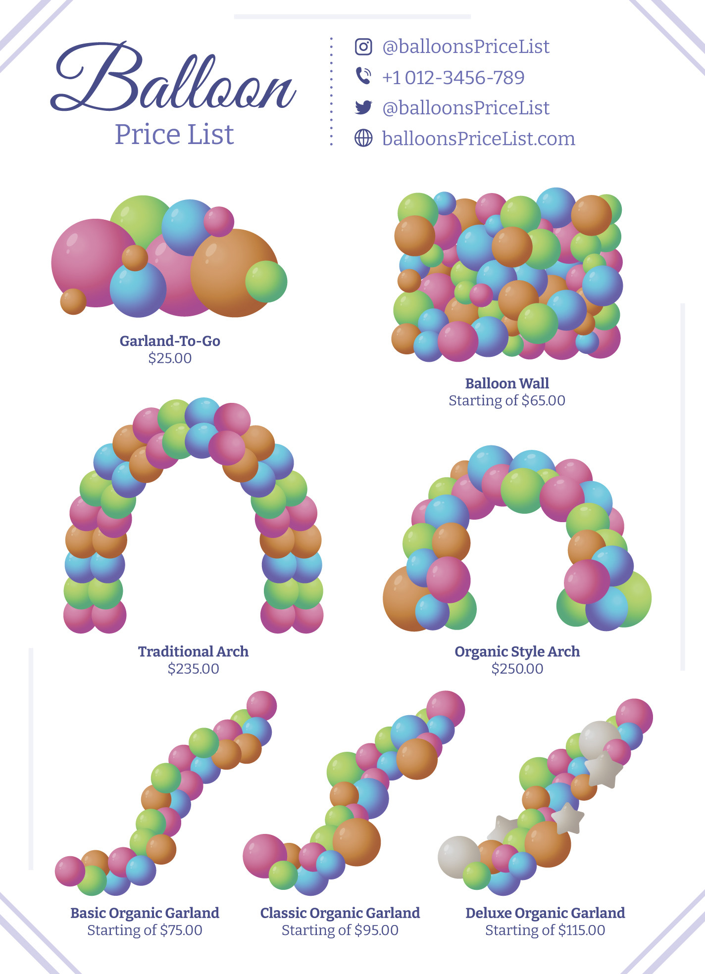 sample Balloon Price List Template sample Balloon Price List Template