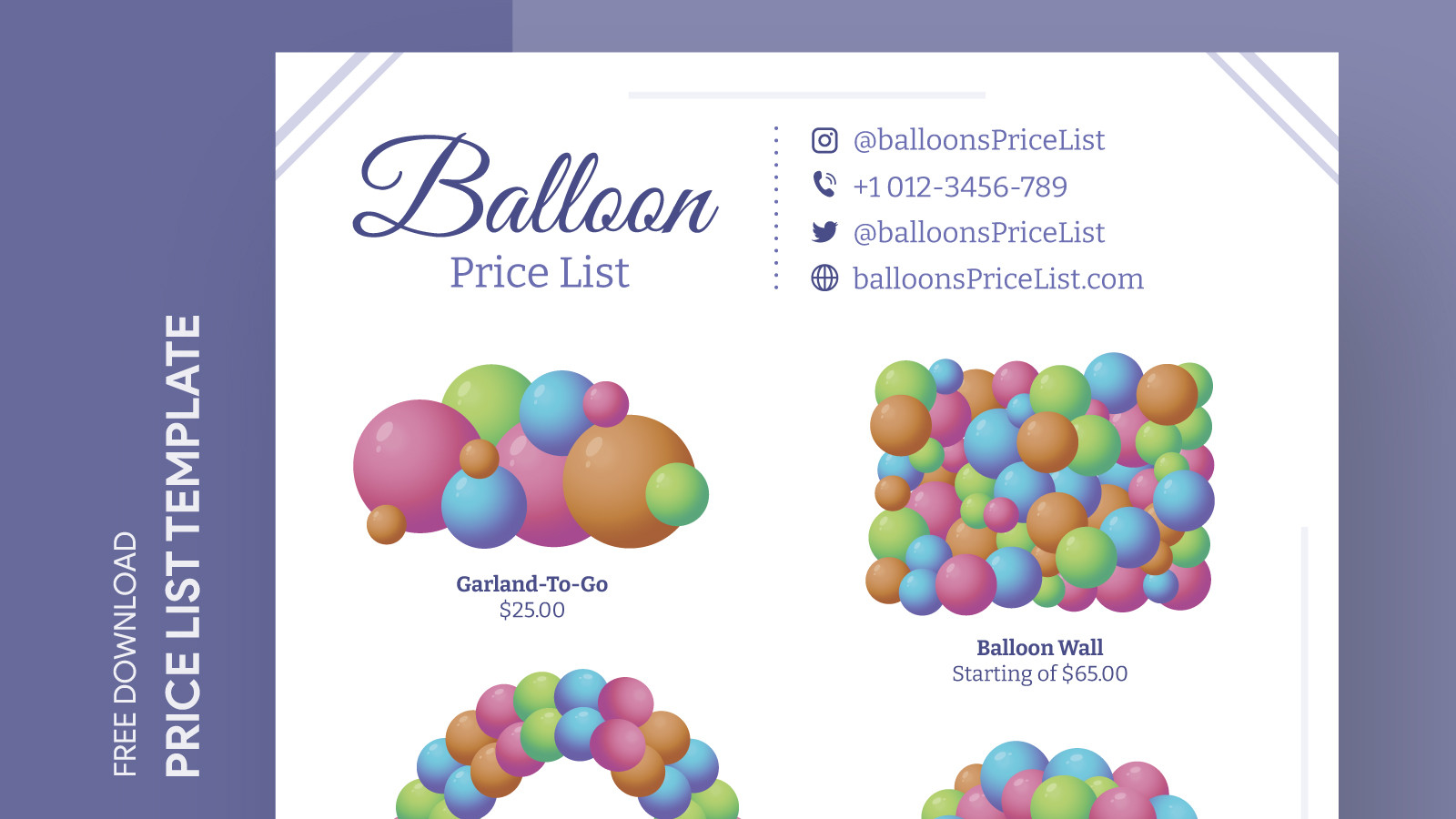 sample Balloon Price List Template sample Balloon Price List Template
