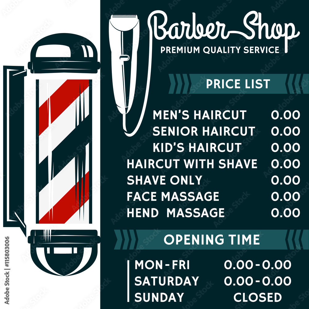 sample Barber Shop Price List Template sample Barber Shop Price List Template