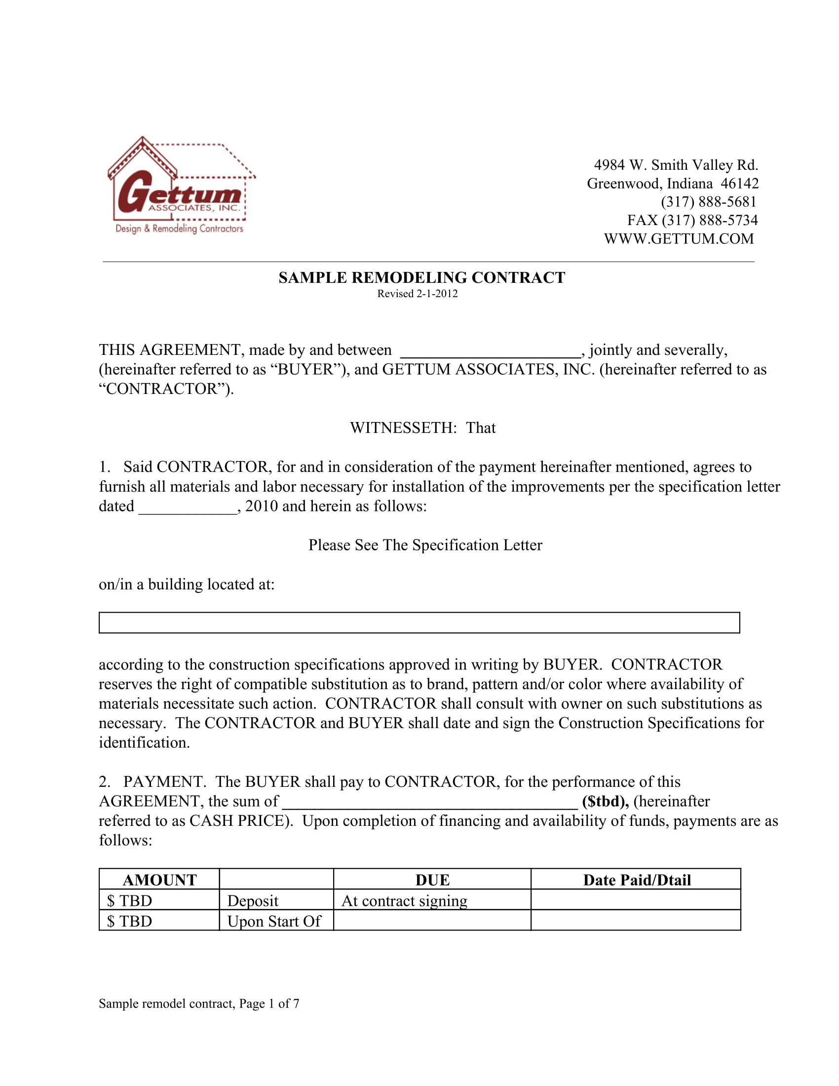 sample renovation agreement template sample renovation agreement template