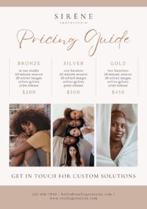 beginner photography price list template
