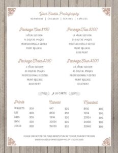 beginners photography package price list