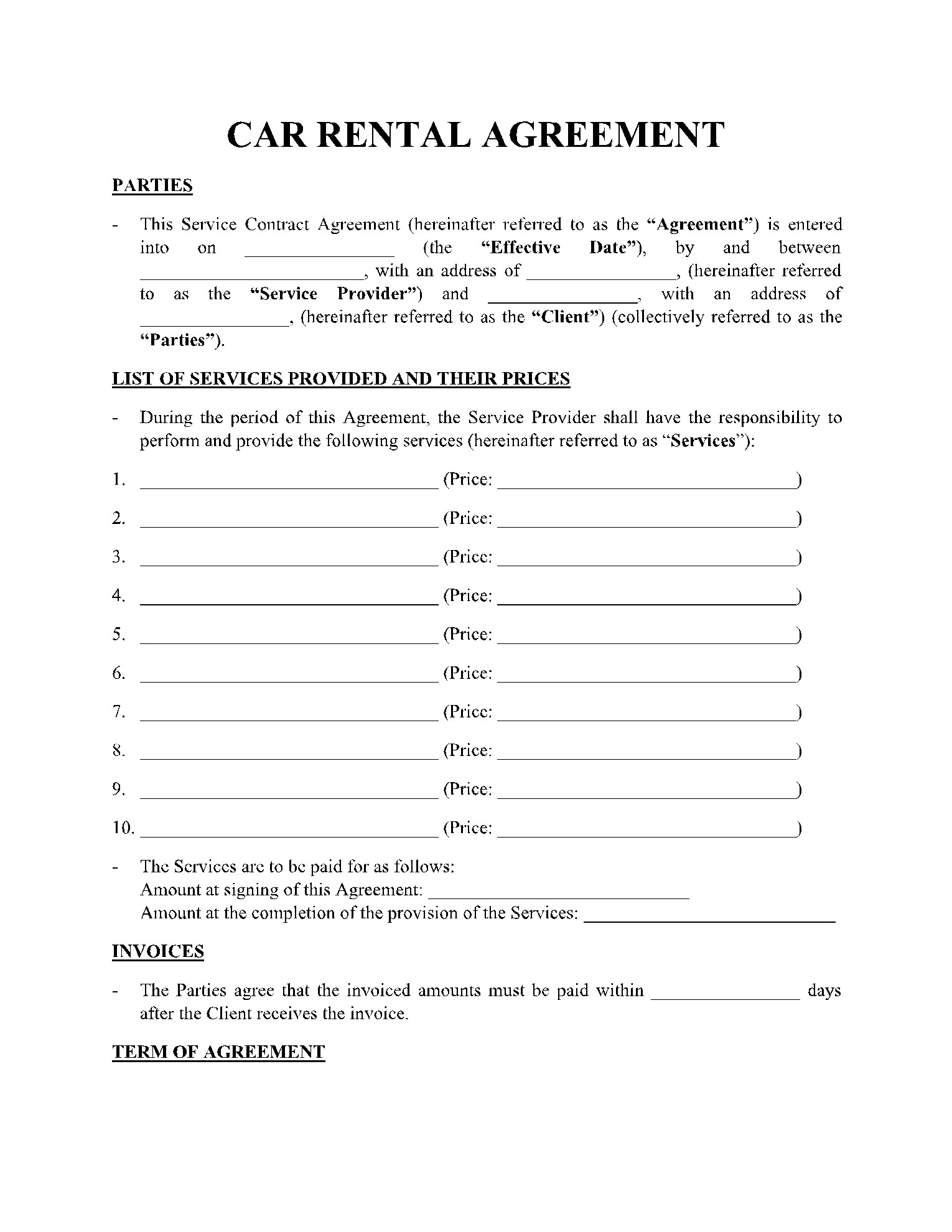 sample car lease agreement template sample car lease agreement template