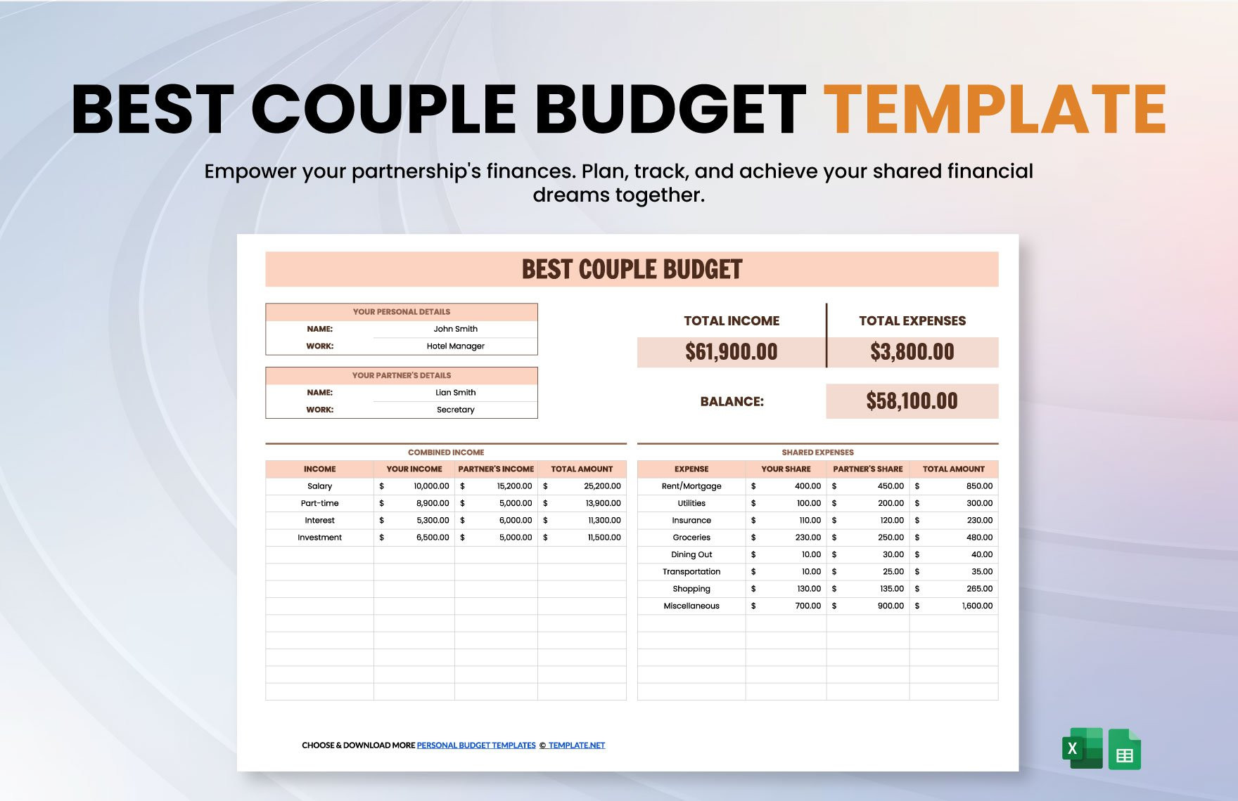 sample joint budget template sample joint budget template