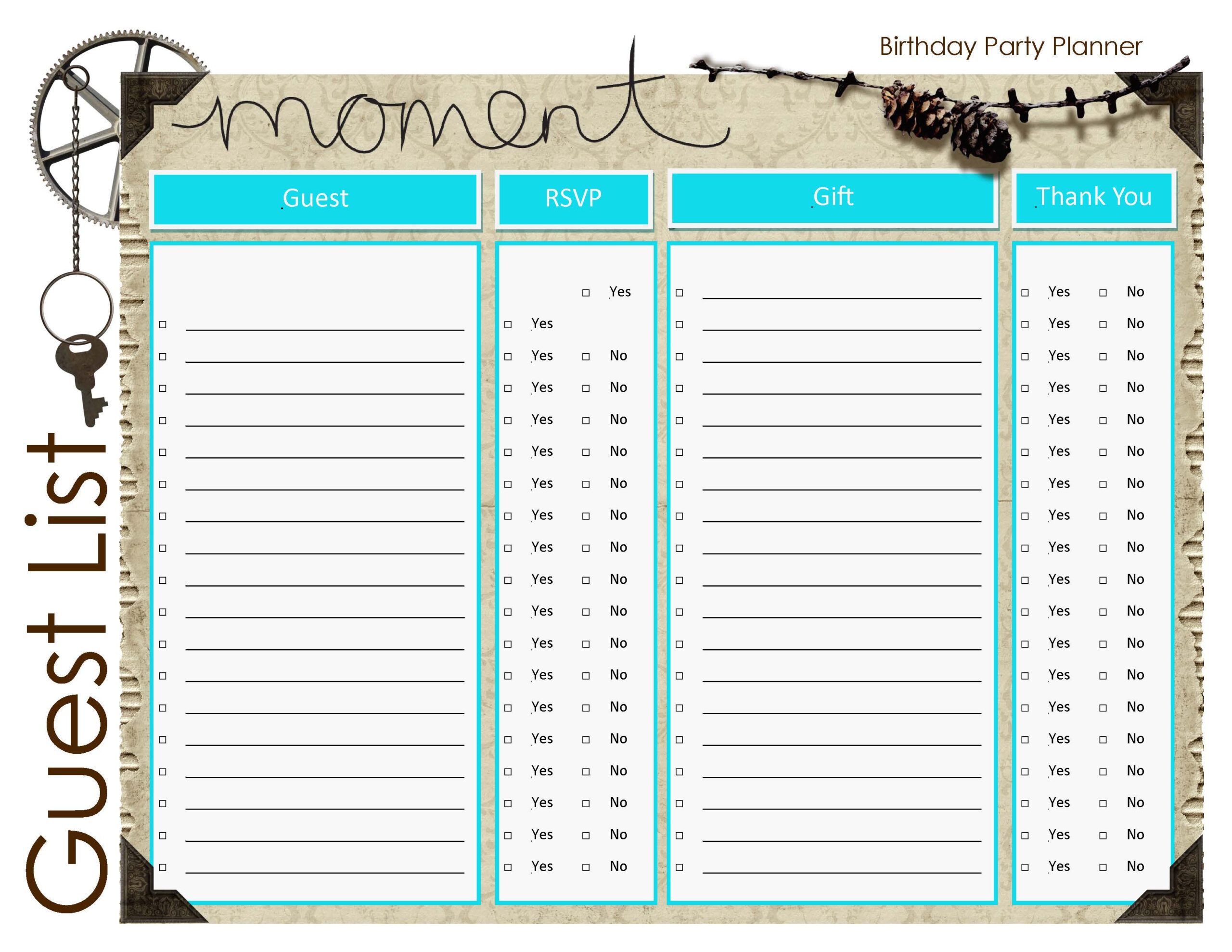 Birthdays: Birthday Party Planner Guest List for Adults Birthdays: Birthday Party Planner Guest List for Adults