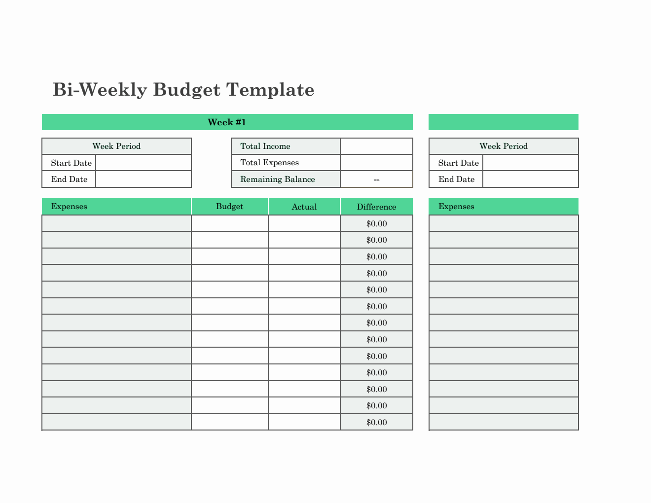 sample bi weekly budget template sample bi weekly budget template