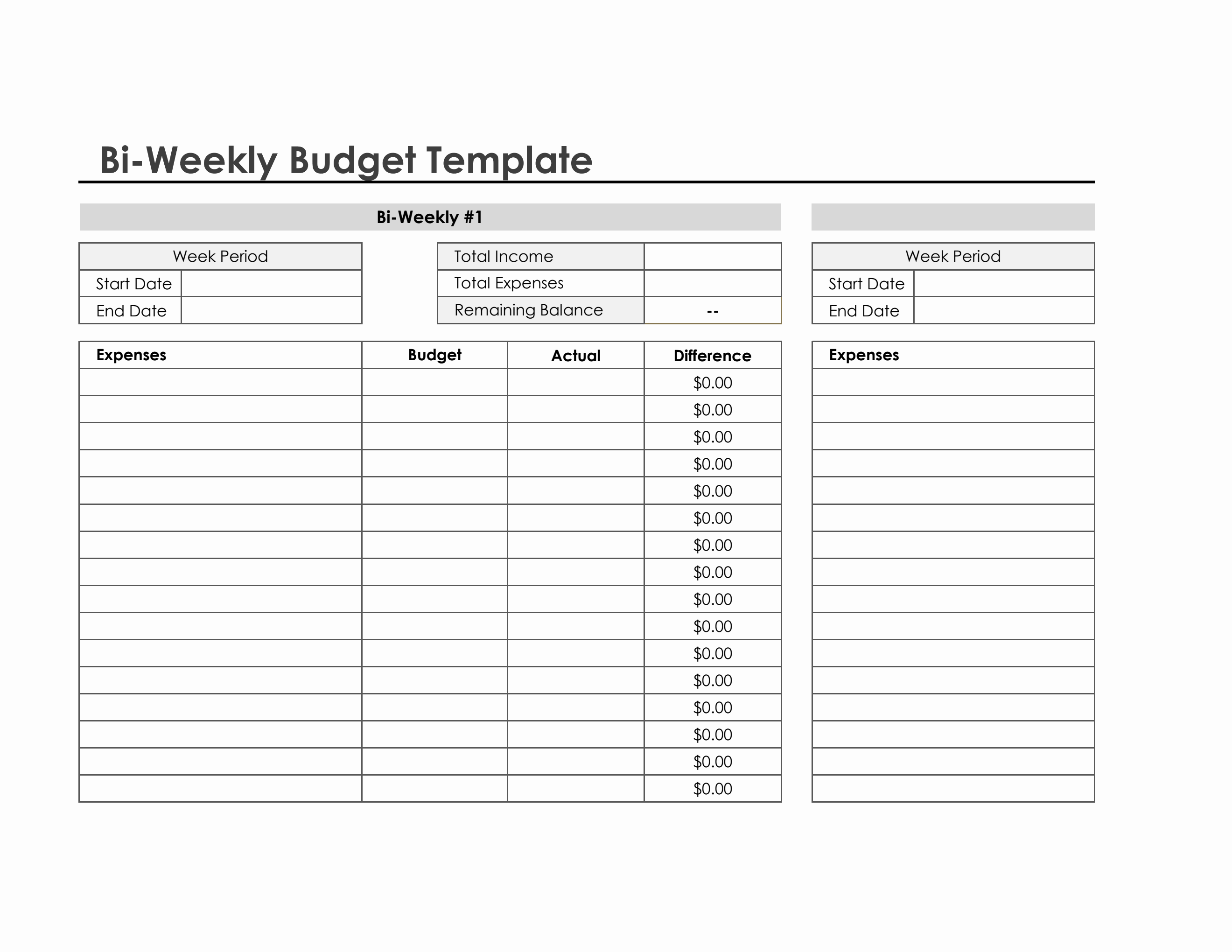 sample biweekly budget template sample biweekly budget template
