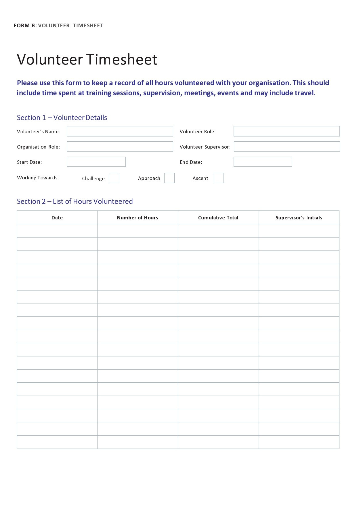 sample volunteer timesheet template sample volunteer timesheet template