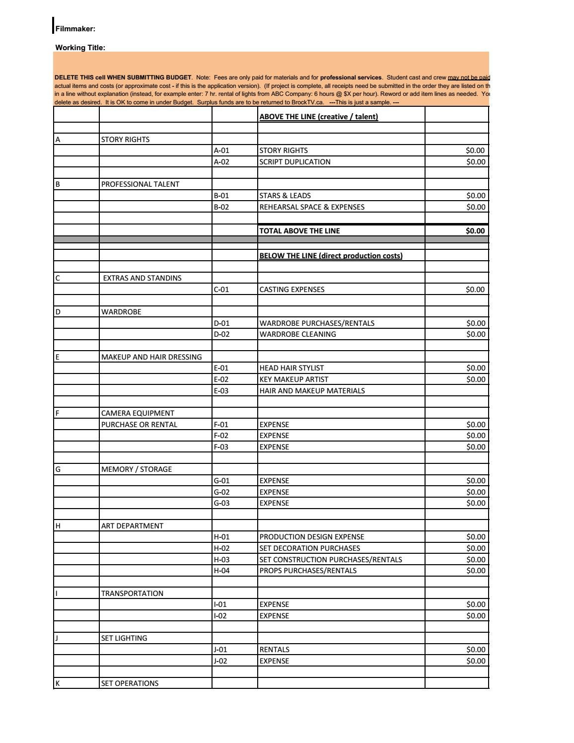 sample performing arts budget template sample performing arts budget template