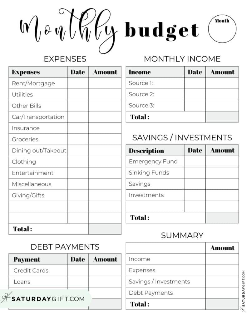 sample blank monthly budget template sample blank monthly budget template