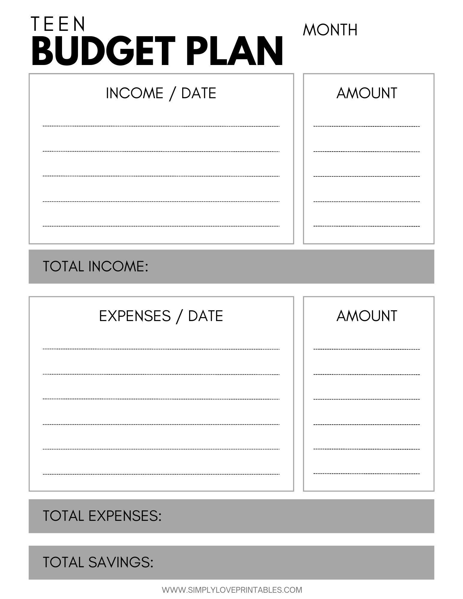 sample teenage budget template sample teenage budget template