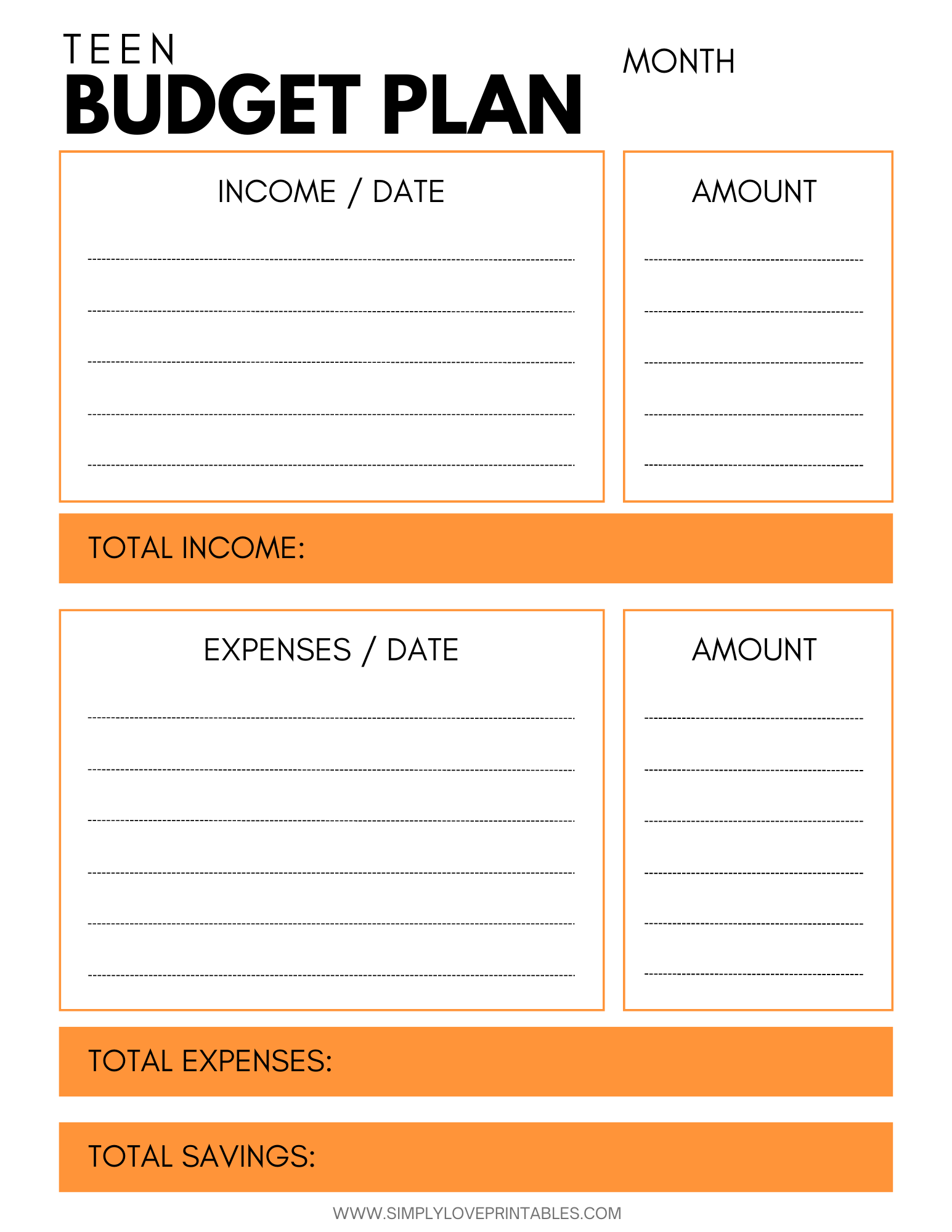 sample teenage budget template sample teenage budget template