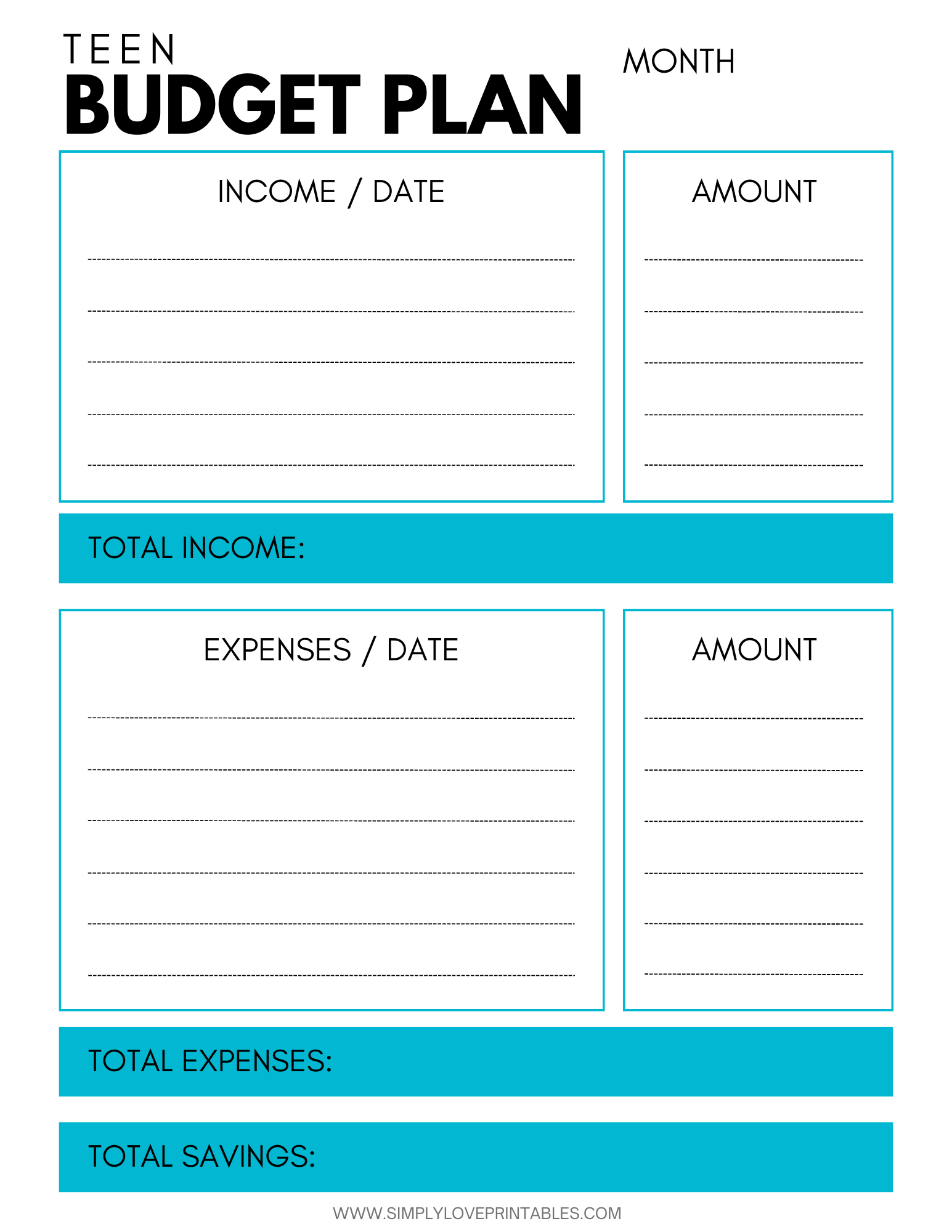 sample teenage budget template sample teenage budget template