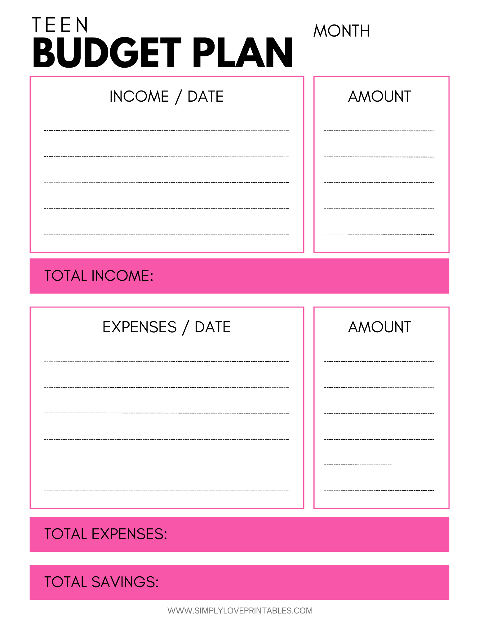 sample budget template for teenager sample budget template for teenager