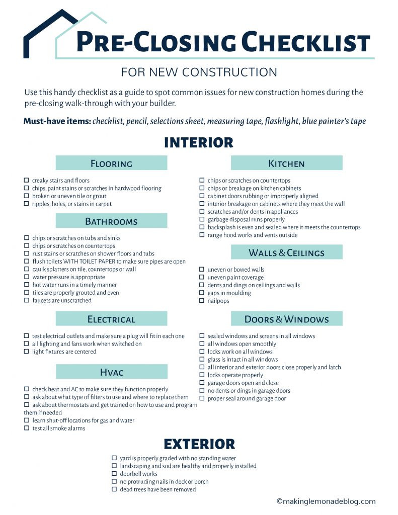 sample building checklist template sample building checklist template