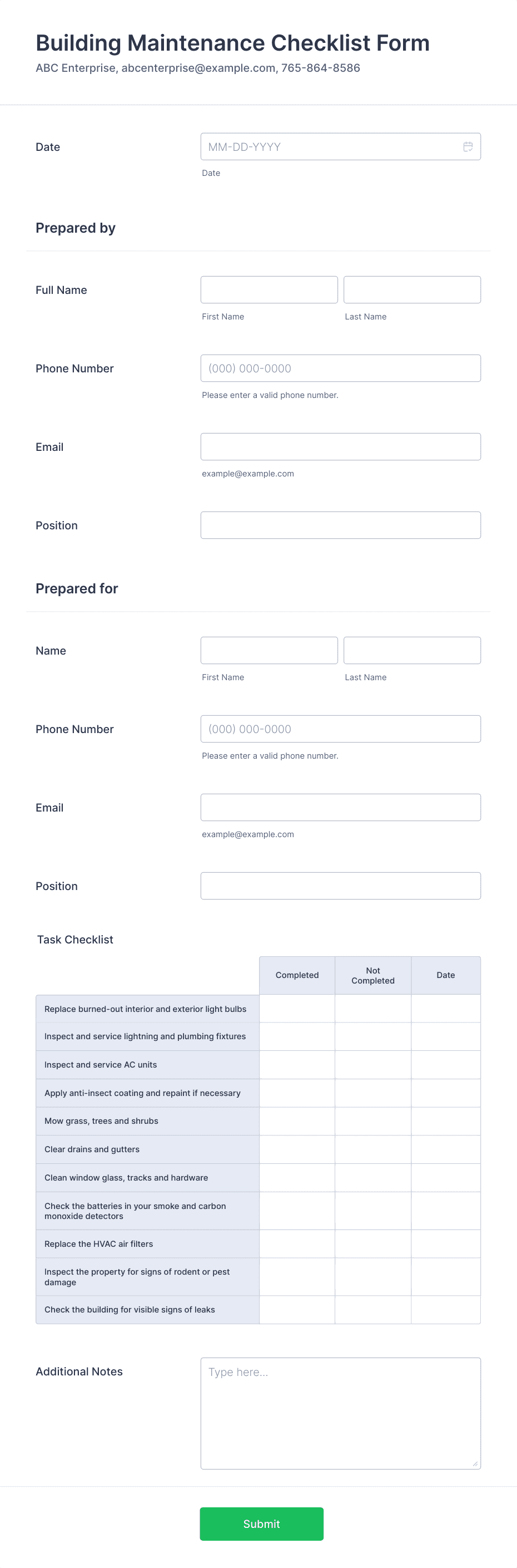 sample building checklist template sample building checklist template