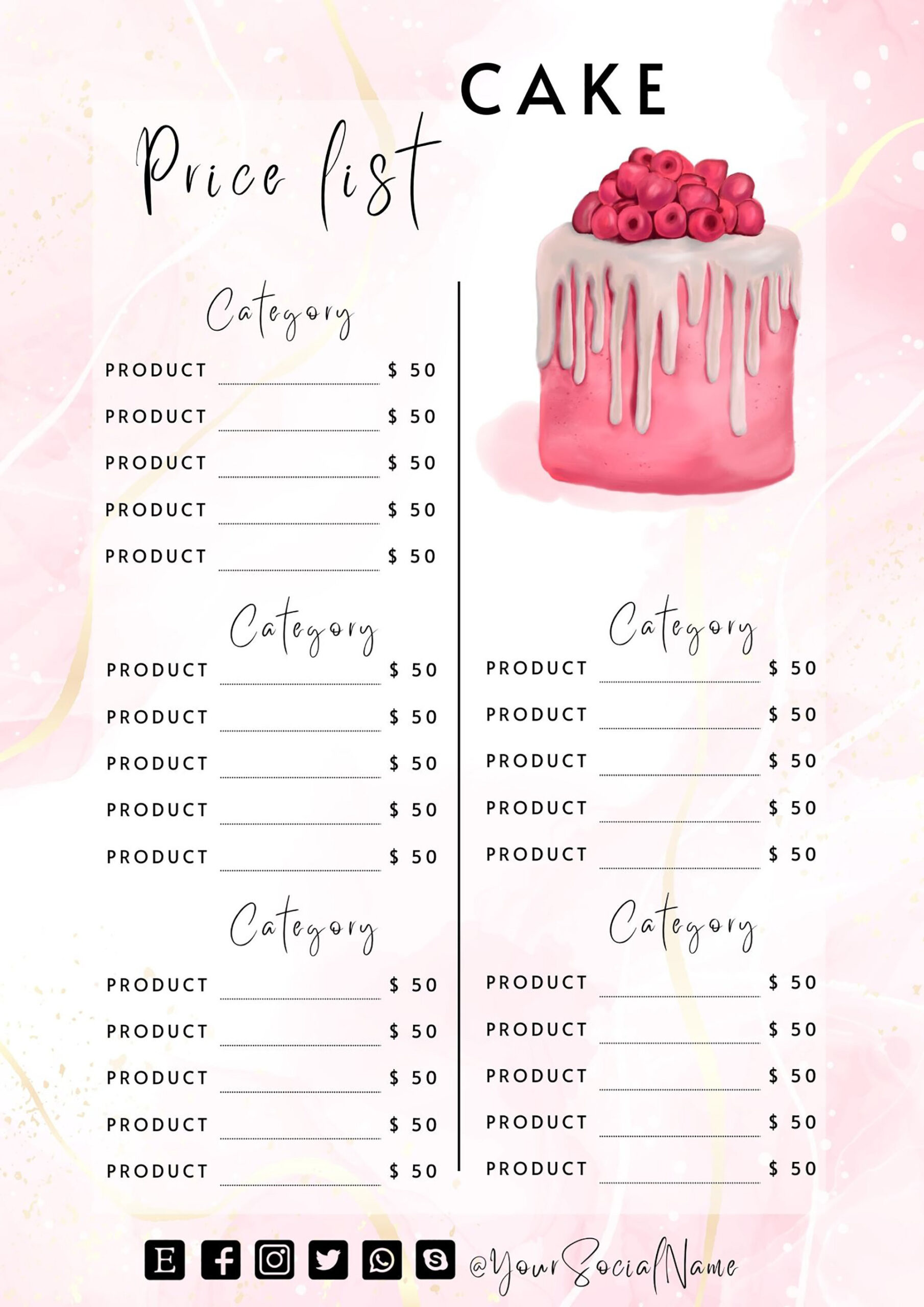 sample Homemade Cake Price List Template sample Homemade Cake Price List Template