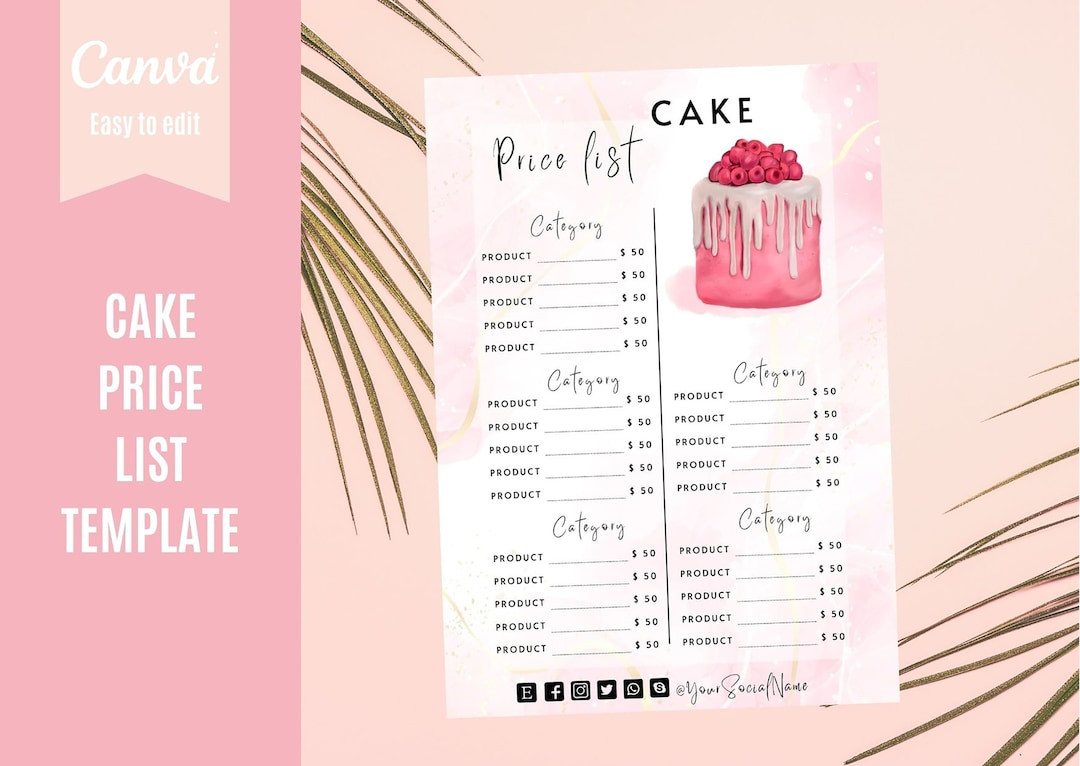 sample Homemade Cake Price List Template sample Homemade Cake Price List Template